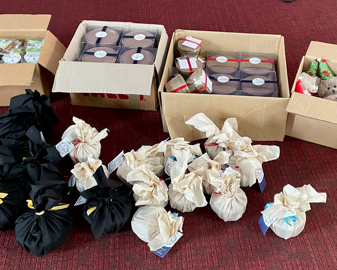 Picture of puddings and biscuits included for donation